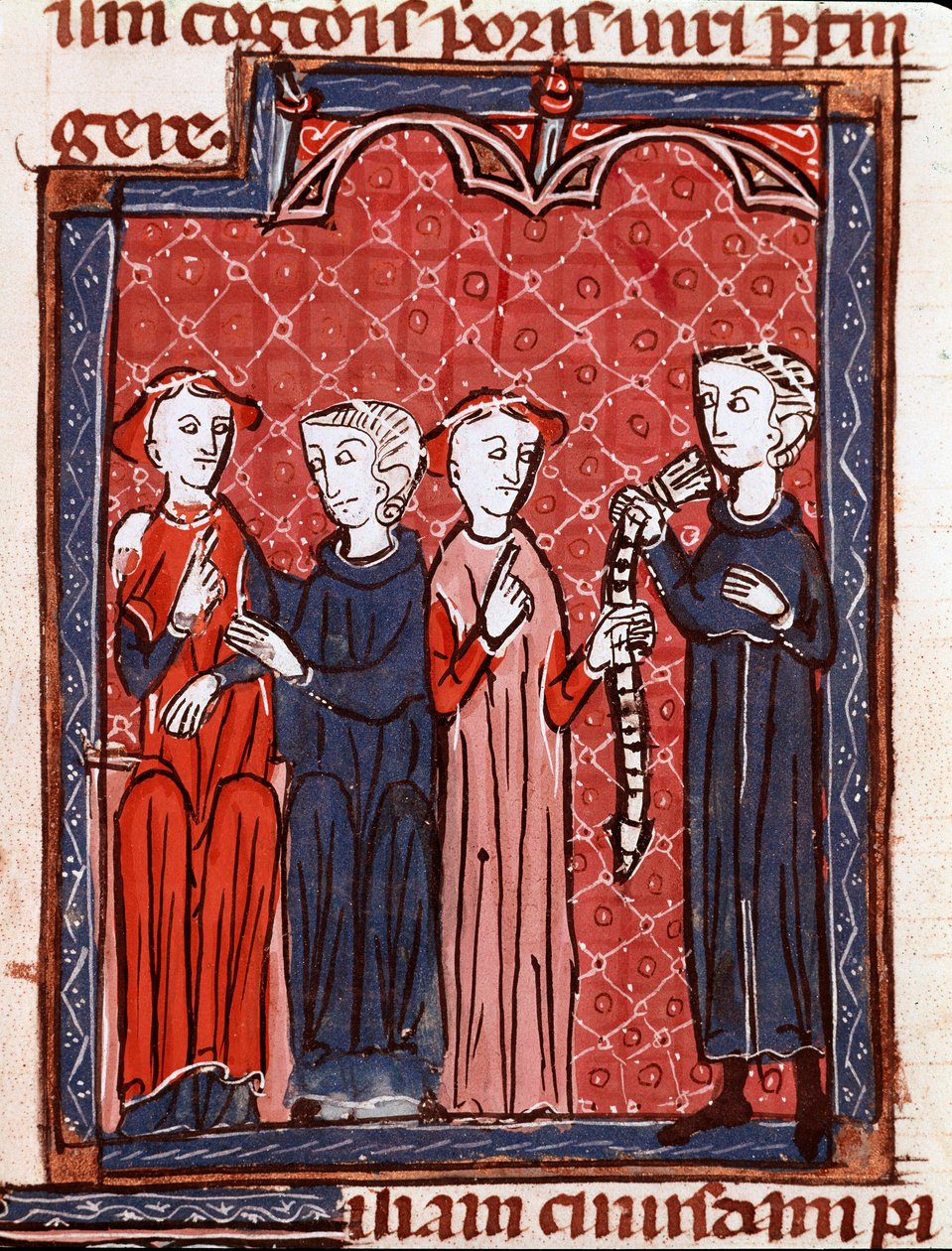 Historie kanonického práva: „Žena odsouzená k pásu cudnosti““ Miniatura převzatá z „Decret de Gratien““ („Concordia discordantium canonum“ nebo „Decretum Gratiani“) pocházející z roku 1140 a upravující zákony a kánony římskokatolické církve . 13 od Unknown artist