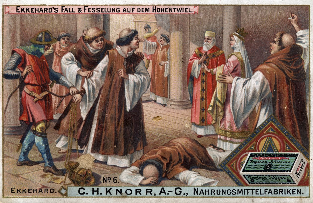 Historie Ekkeharda IV ze St. Gallen (St. Gallen) nebo Eckhard, Eckhart (980 -1057) erudovaný a latinský básník. Pád Ekkeharda a jeho chingy v Hohentwielu. od Unknown artist