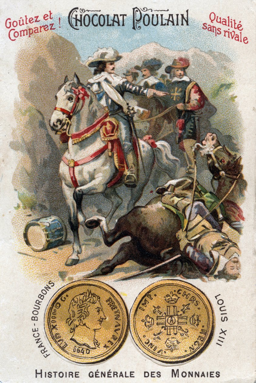 Historie Francie: Válka o dědictví Mantovy (1628-1631) během třicetileté války. Bitva u Pas de Suze (Susa) zastupující krále Ludvíka XIII. (1601-1643) a kardinála Richelieu (Armand Jean du Plessis) od Unknown artist