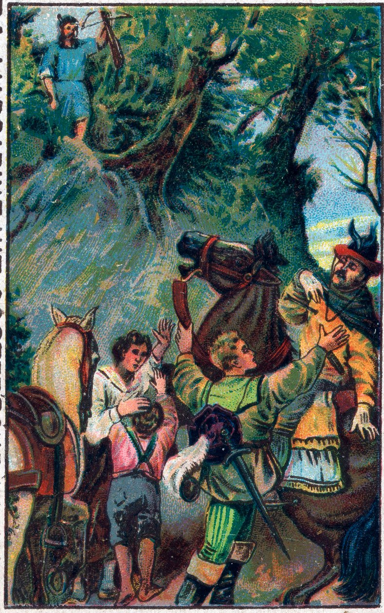 Historie Guillauma Tella (William Tell) (legendárních hrdinů švýcarské nezávislosti): smrt Gesslera. Chromolitografie konce 19. století. od Unknown artist