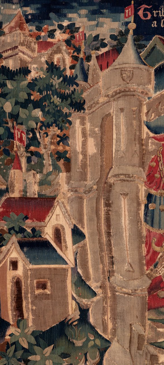 Historie Saint Piat a Saint Eleuthère, scéna 14: Mor ničí město Tournai. Detail. od Unknown artist