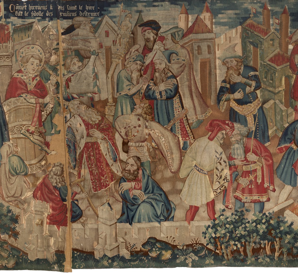 Historie Saint Piat a Saint Eleuthère, scéna 4: Hirineus ničí idol lidí z Tournai od Unknown artist