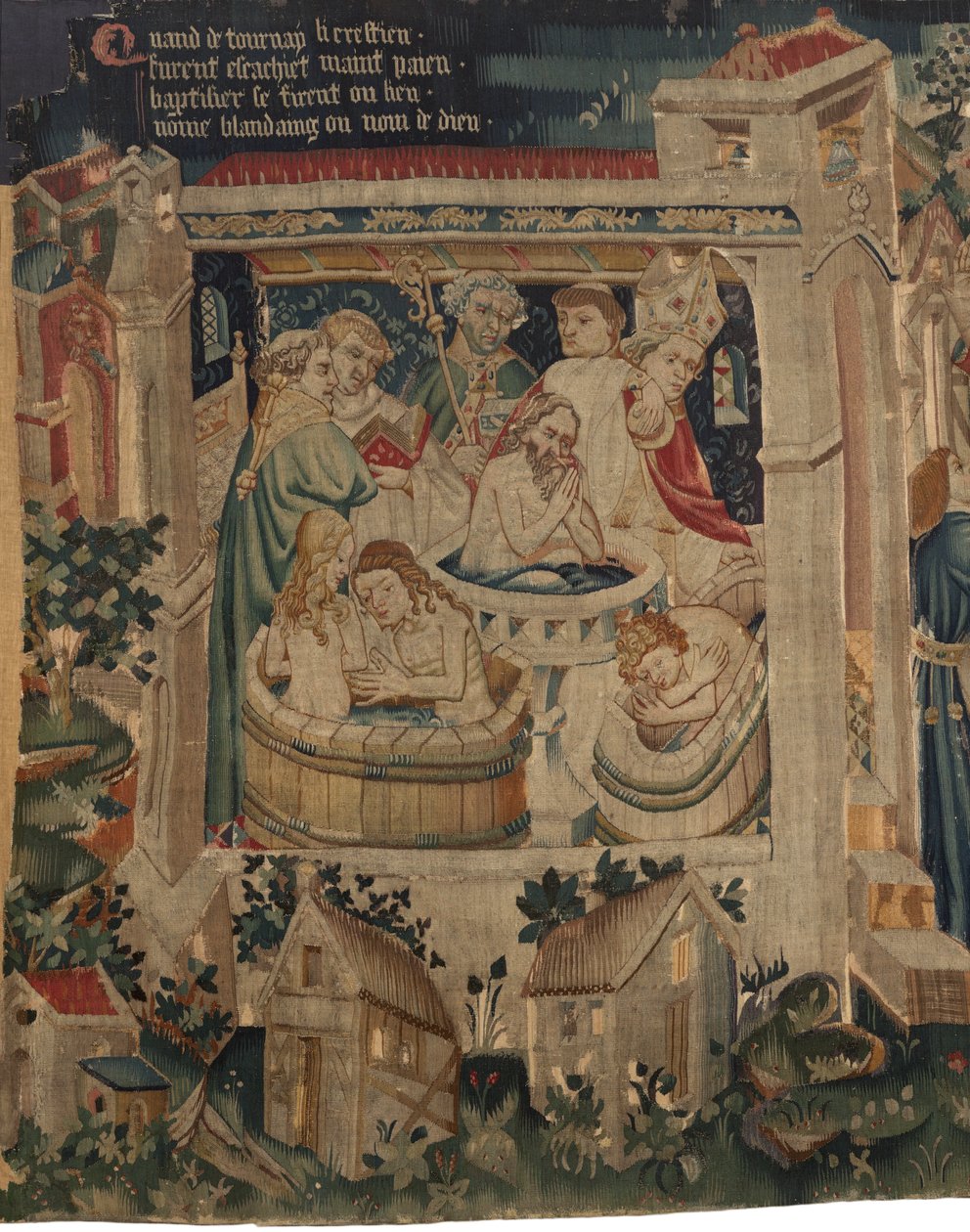 Historie Saint Piat a Saint Eleuthère, scéna 7: Křest exilových křesťanů od Unknown artist