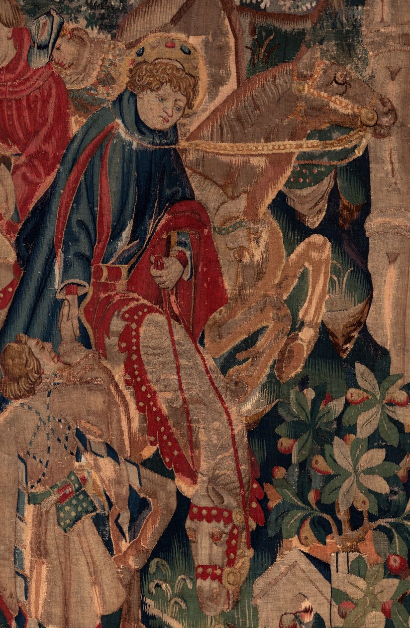 Historie Saint Piat a Saint Eleuthère, scéna 8, centrum detailů. Jezdci. od Unknown artist