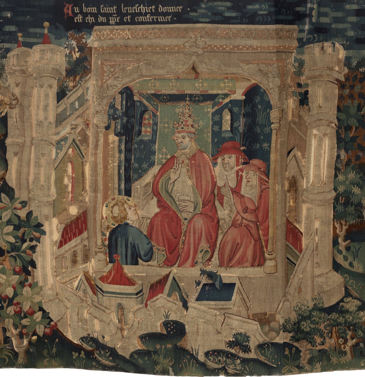 Historie Saint Piat a Saint Eleuthère, scéna 9: Saint Éleuthère je potvrzen papežem jako biskup z Tournai od Unknown artist