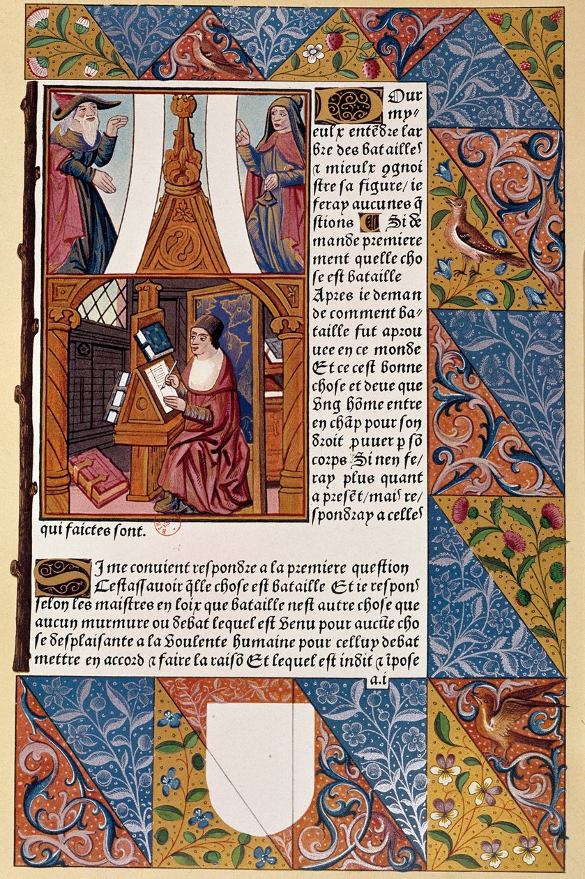 Historie tisku: nakladatel Antoine Verard (? -1513) složil svou knihu. Z rukopisu z roku 1494. od Unknown artist