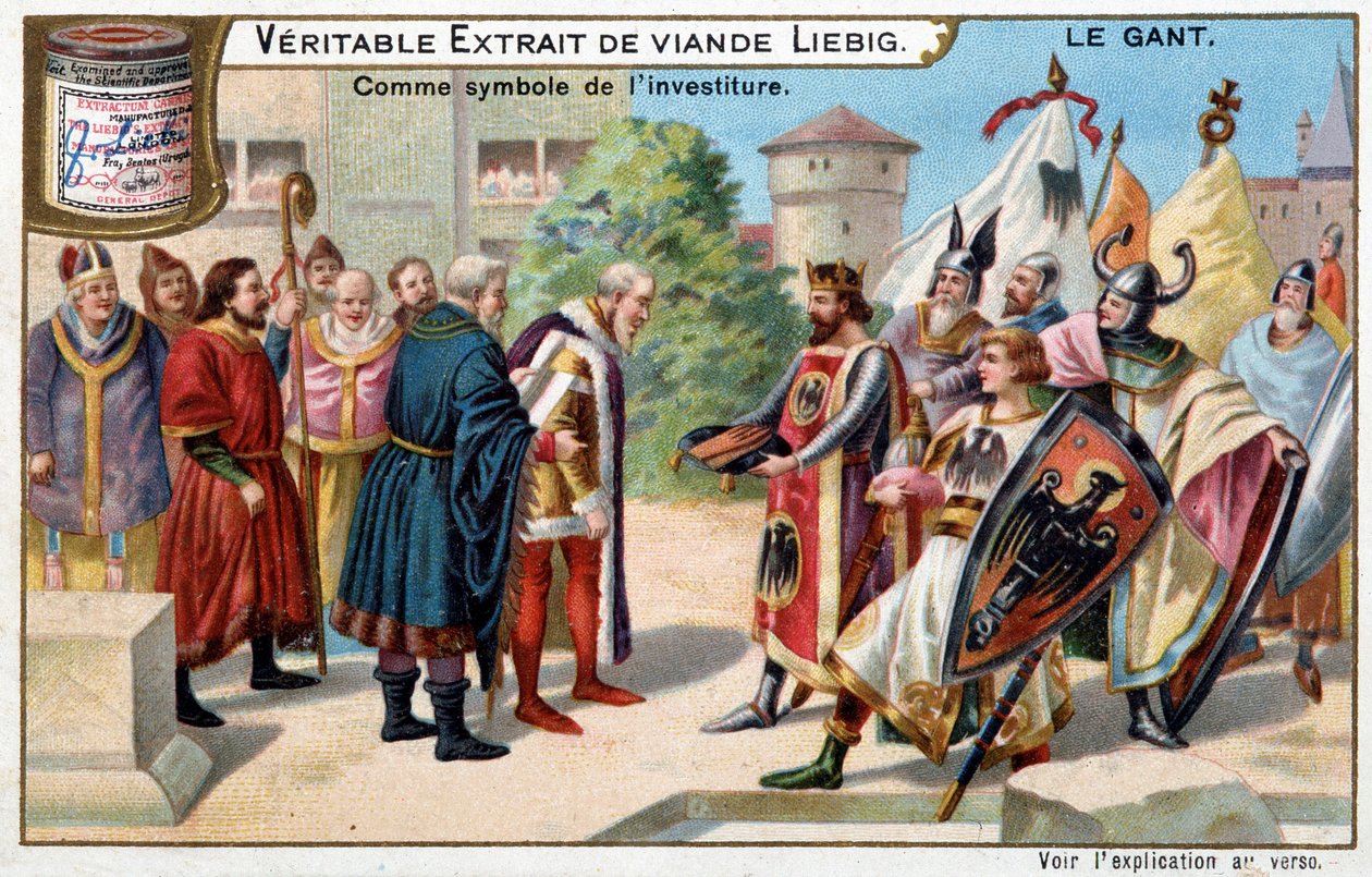 Historie rukavice: rukavice jako symbol investitury - Liebigova chromolitografie od Unknown artist