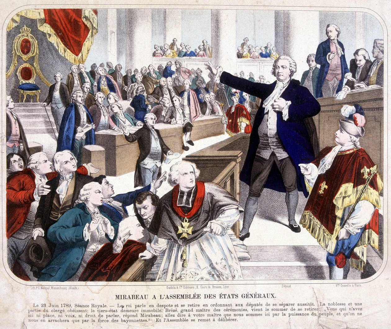 Honore Gabriel (Honore-Gabriel) Riqueti, hrabě z Mirabeau (1749-1791) na sněmu États Génales: „Jděte a řekněte svému pánovi, že jsme zde z moci lidu a že nám budou pouze odebráni. silou bajonetů““ dne 23 od Unknown artist