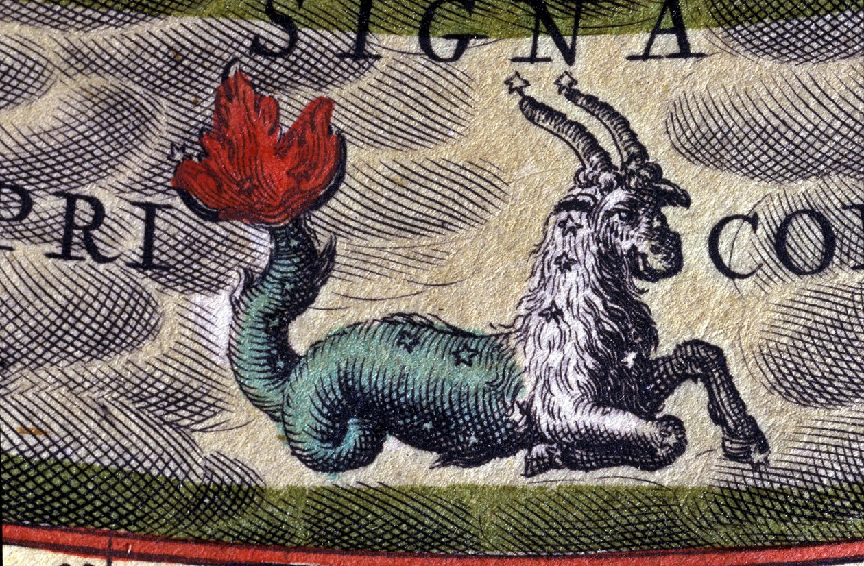 Horoskop: znamení zvěrokruhu, Kozoroh. rytina 16. století. od Unknown artist