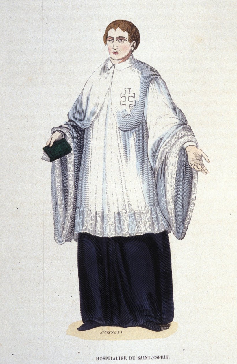 Špitál Vojenského a náboženského řádu Ducha svatého (Řád Ducha svatého) založený Jindřichem III. v roce 1578. Rytina z 19. století. vojín Coll., Milan. od Unknown artist