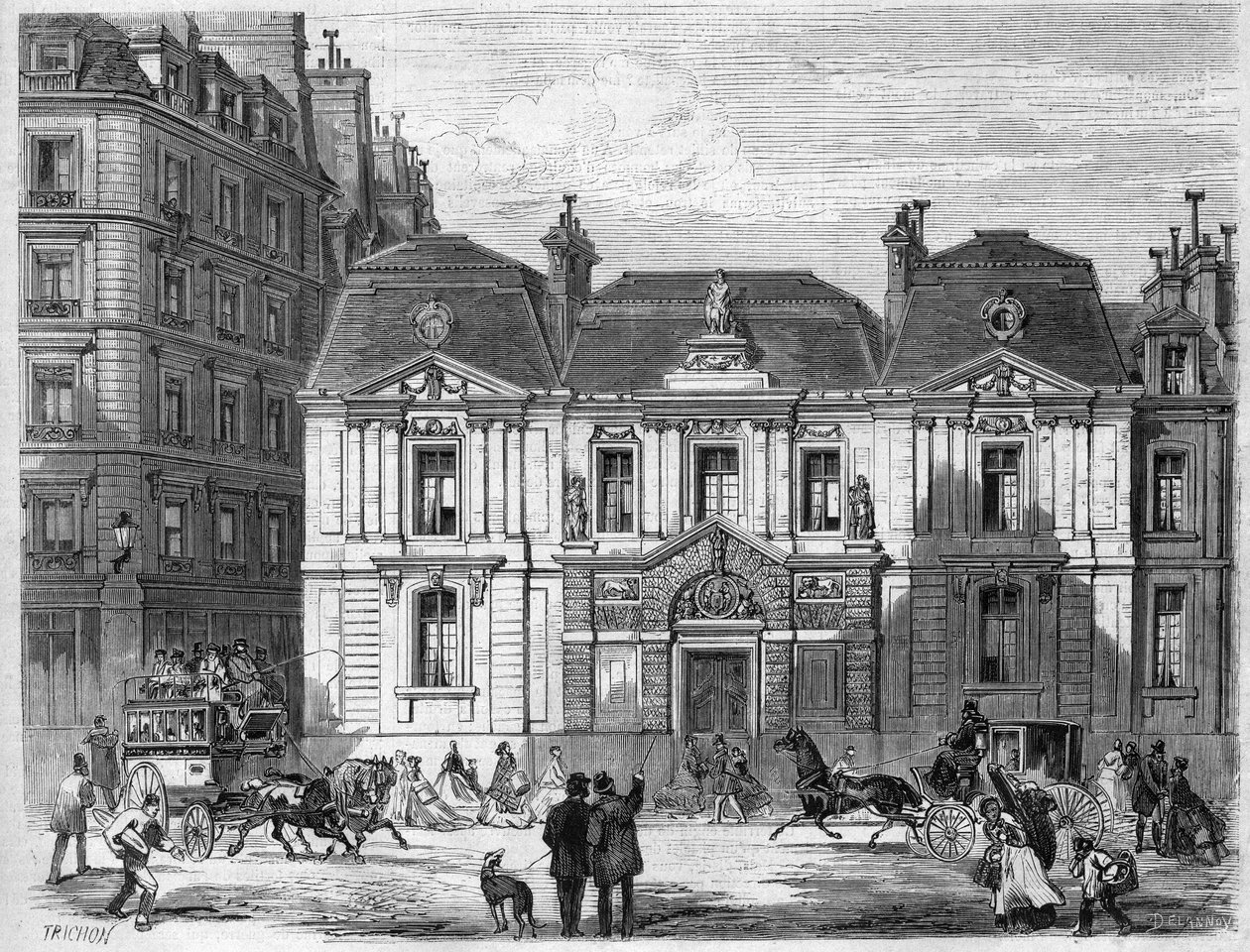 Hotel Carnavalet v ulici, která se tehdy jmenovala Culture Sainte Catherine v Paříži, dnes Musee Carnavalet rue de Sevigne ve čtvrti Marais. Gravírování v "" L