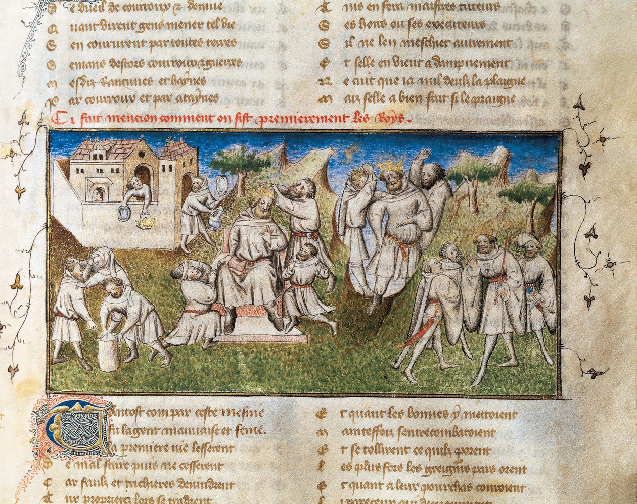 „Jak byli vyrobeni první králové“, z „Le roman de la rose“, Folio 68v od Unknown artist