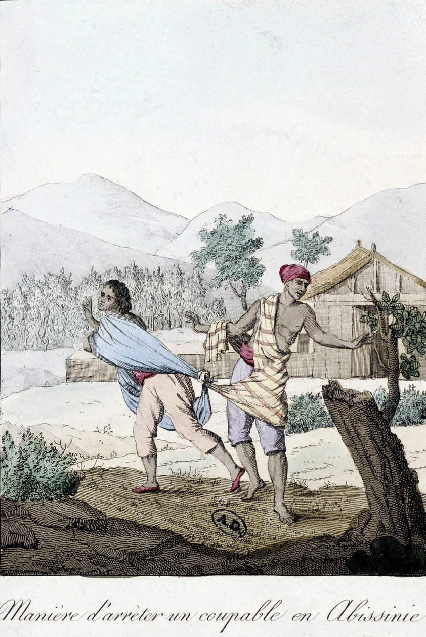 Jak zatknout viníka v Habeši (Abissinia) - rytina od Unknown artist