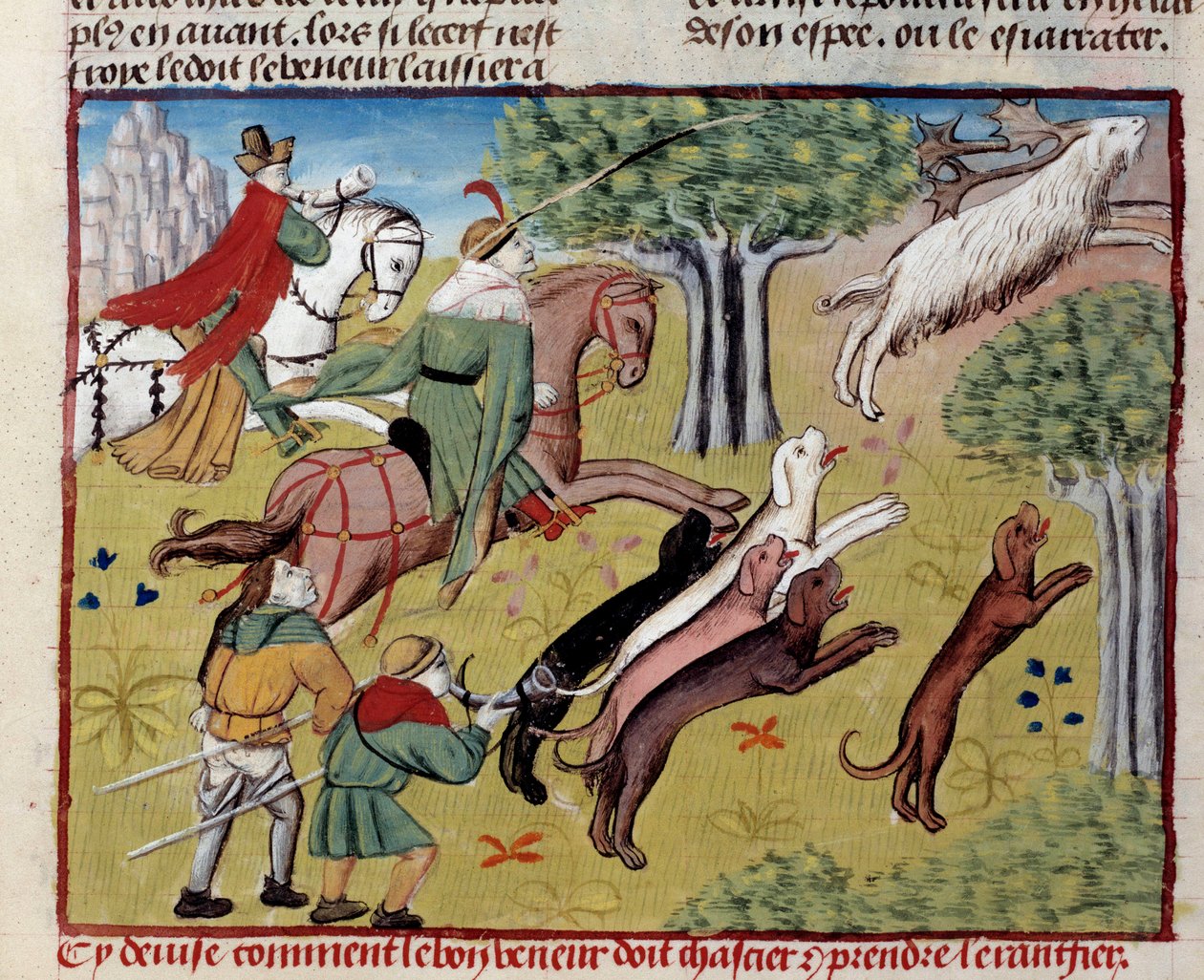 Jak lovit miniaturního jelena z „Knihy lovu““ od Gastona III. Phoeba, hraběte z Foix, lorda z Bearnu (1331-1391) od Unknown artist