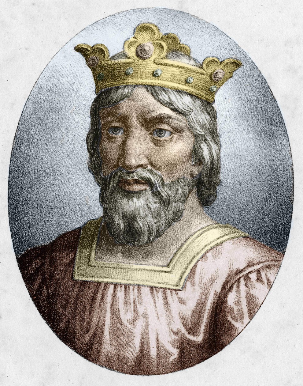Hugues Capet (941-996), francouzský král, zakladatel dynastie Kapetovců. Rytina 19. století. od Unknown artist