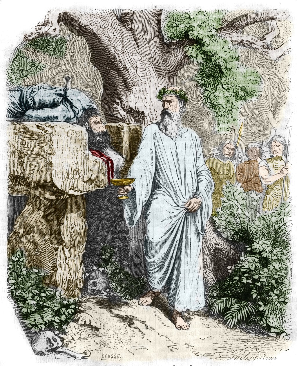 Lidská oběť galským druidem - v „Histoire de France“ od Anquetila. 19. století. od Unknown artist
