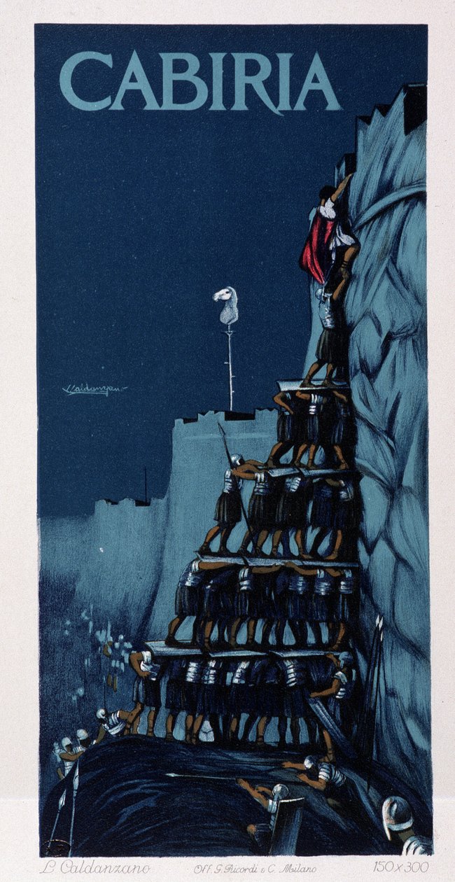 Lidská věž, plakát „Cabiria“, film Giovanni Pastrone, aka Piero Fosco od Unknown artist