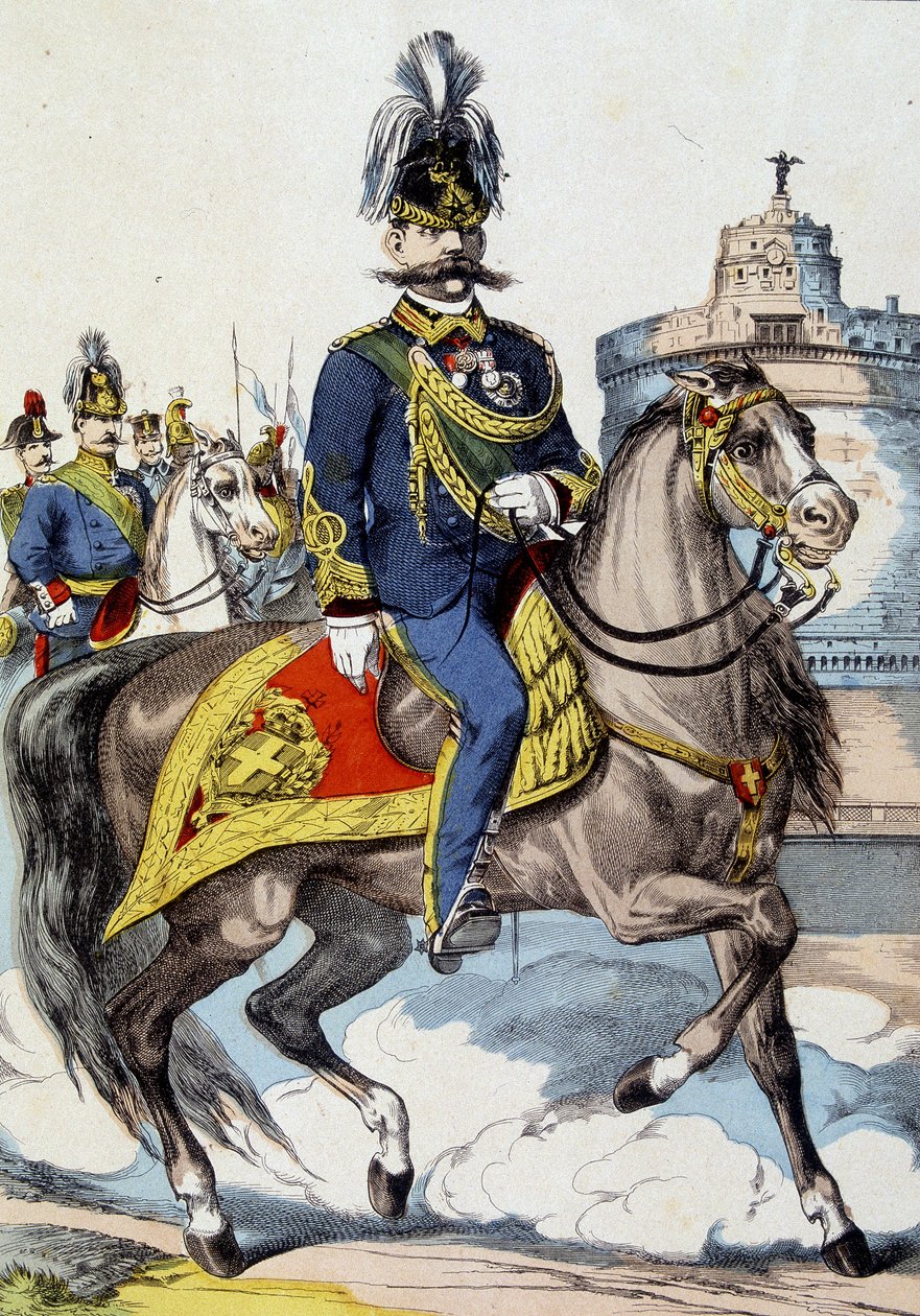 Humbert I. na koni, italský král od Unknown artist