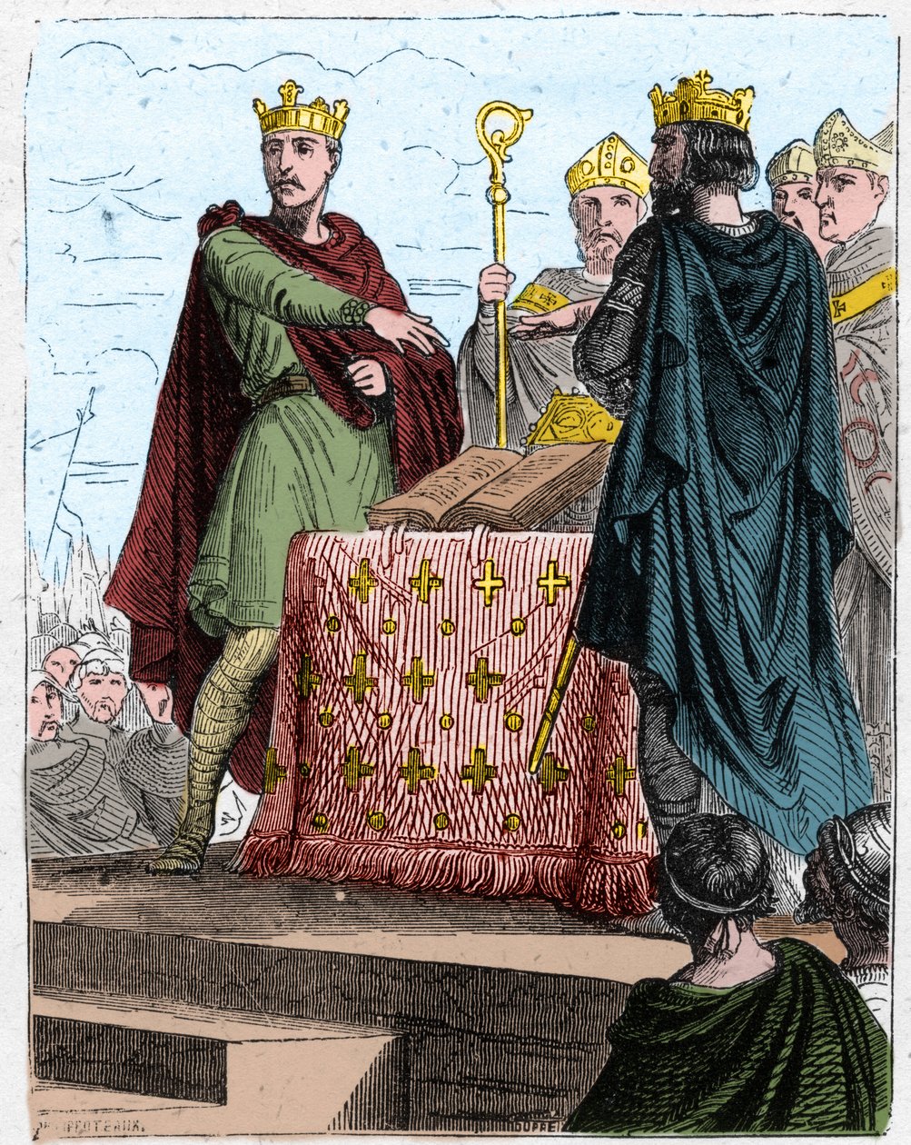 Stoletá válka: Zachází s Bretigny dne 8. května 1360 na hradě Bretigny (poblíž Chartres), mezi zplnomocněnci anglického krále Edwarda III. a zmocněnci Karla, syna francouzského krále Jana II. od Unknown artist