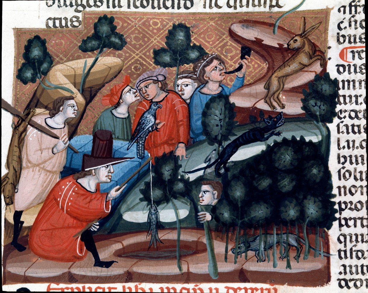 Lovecké scény Miniatura převzatá z Justiniánského zákoníku (Codex Justinianus), sbírky zákonů a institucí vydaných za římského císaře Justiniána I. Byzantského (483-565) od Unknown artist