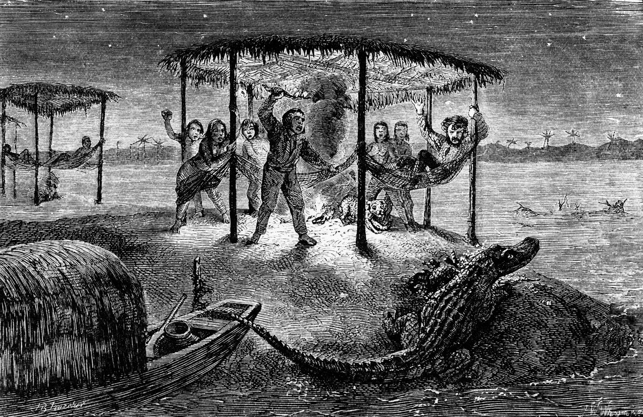 Ilustrace Přírodovědec na Amazonce, Henry Walter Bates (rytina) od Unknown artist