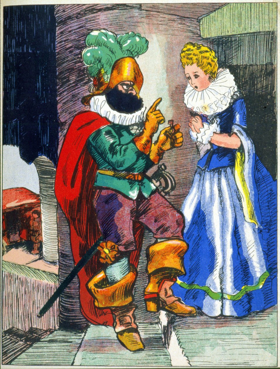Ilustrace k Perraultovým Modrovousovým pohádkám, počátek 20. století (tisk) od Unknown Artist