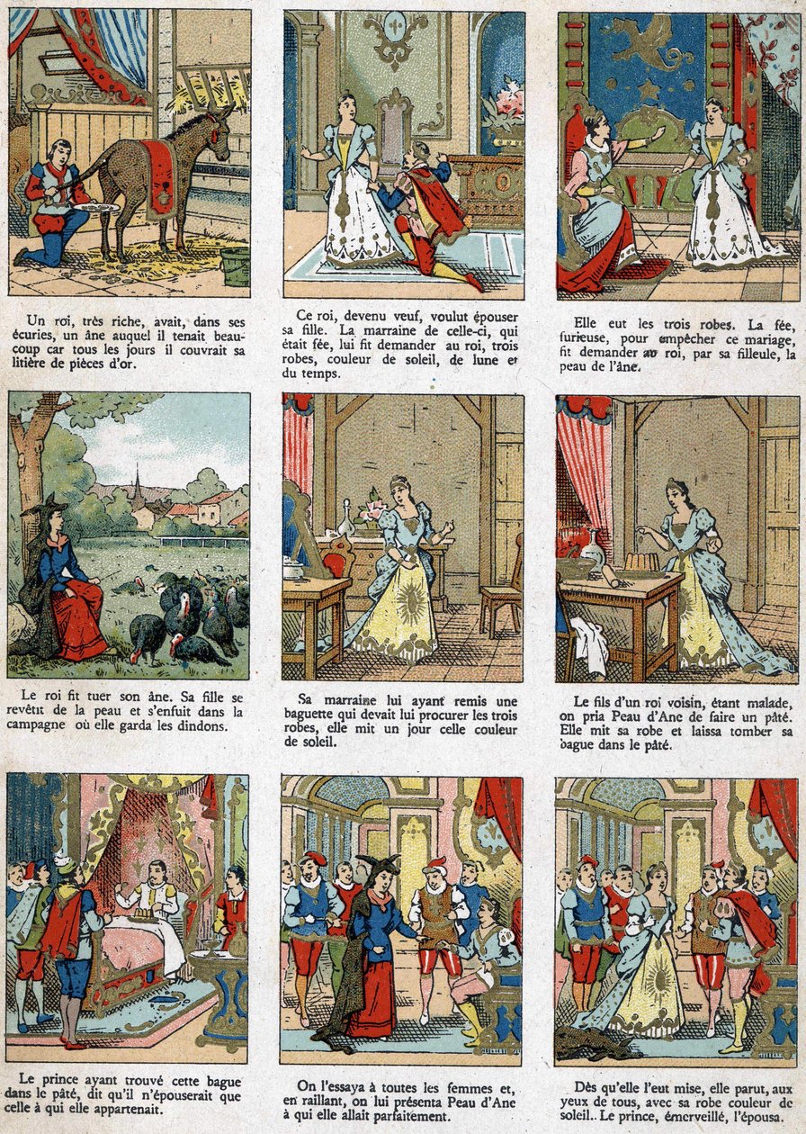 Ilustrace pro Donkey Skin, příběh Charlese Perraulta. od Unknown artist
