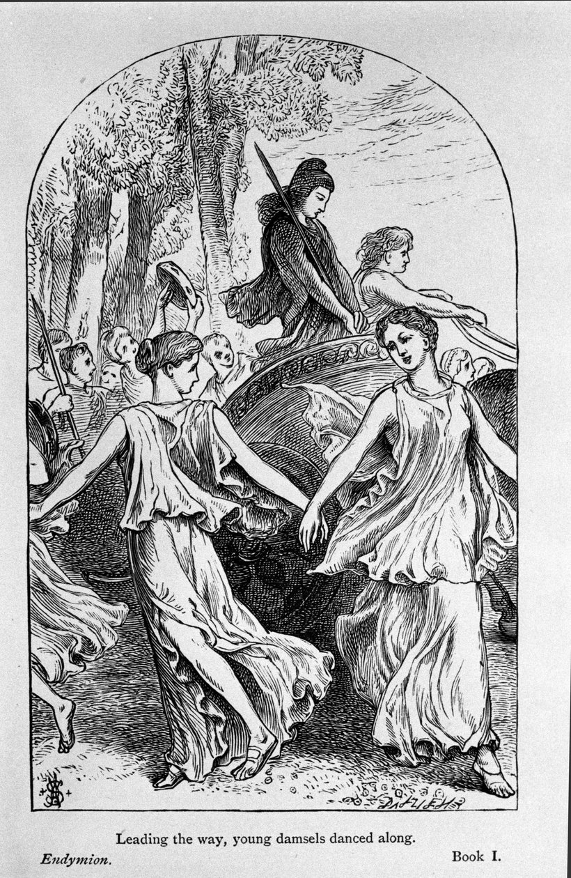 Ilustrace pro „Endymion“ od básníka Johna Keatse (1795-1821) 19. století od Unknown artist