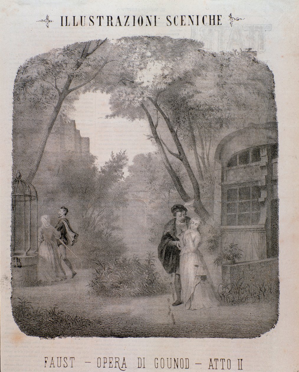 Ilustrace k druhému dějství Fausta od Charlese Gounoda od Unknown artist
