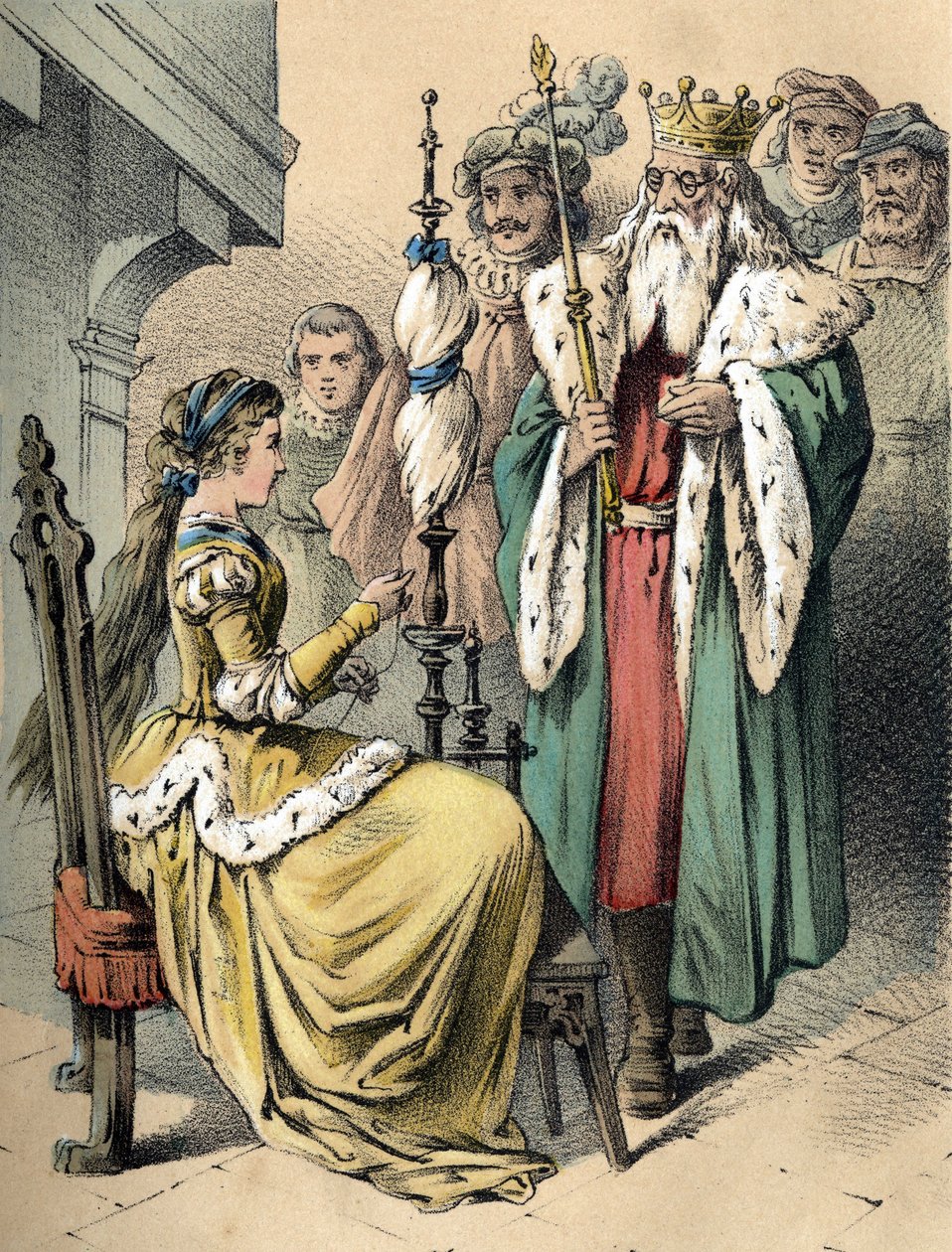 Ilustrace pohádek Franze Hoffmanna "Tales et Fables - Weifshændchen und Breitf¿fschen" ". Chromolitografie 19. století. od Unknown artist
