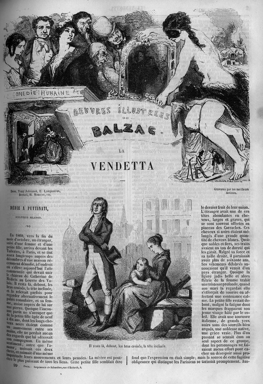 Ilustrace „La Vendetta“, román Honore de Balzac (1799-1850). od Unknown artist