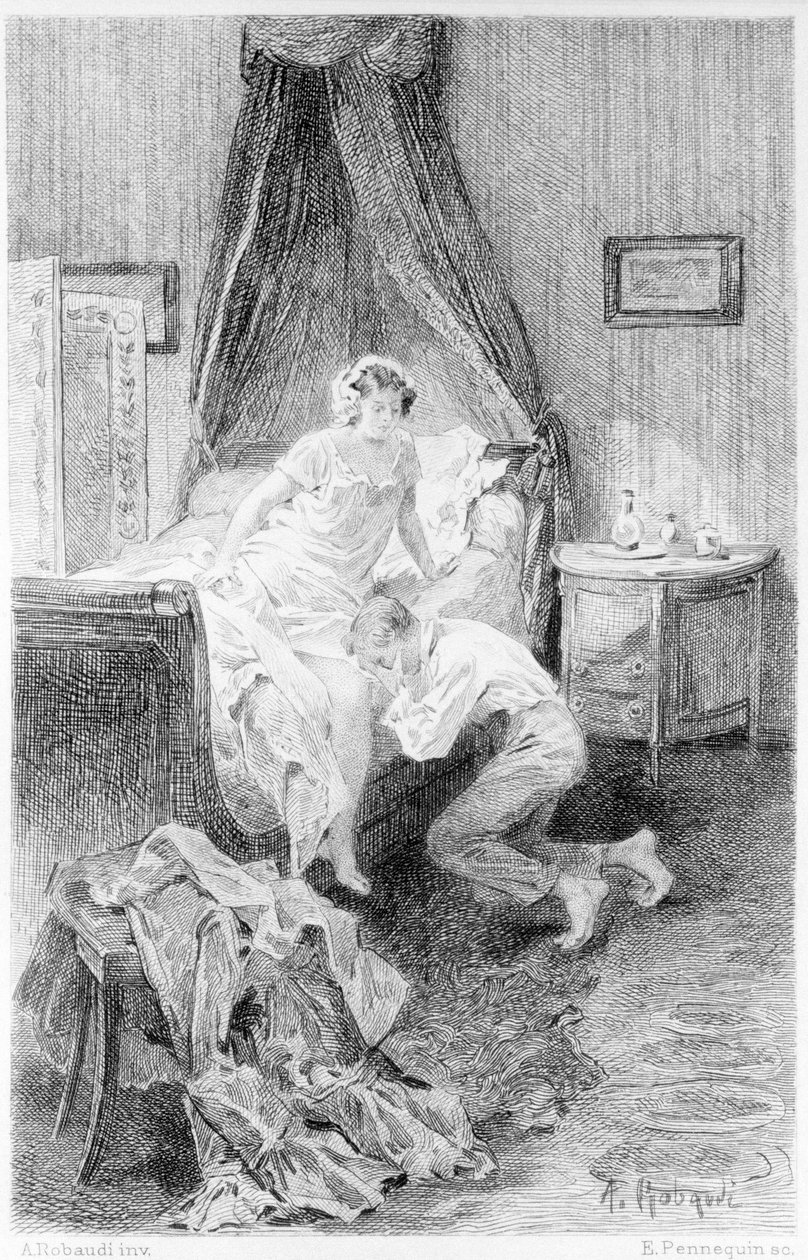 Ilustrace „Červená a černá“ od Stendhala. 1830. od Unknown artist