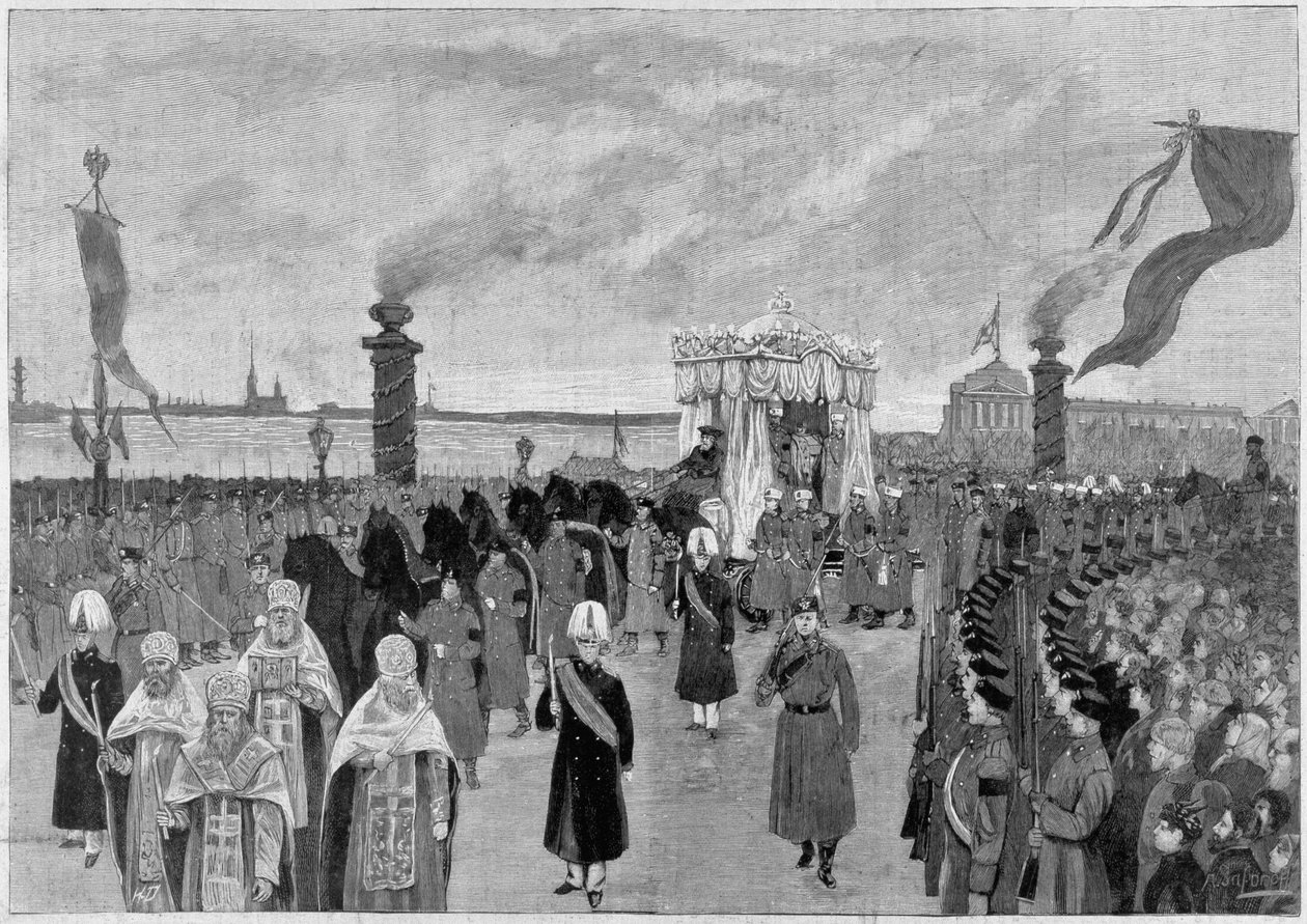 Ilustrace pohřbu cara Alexandra III v roce 1894. od Unknown artist