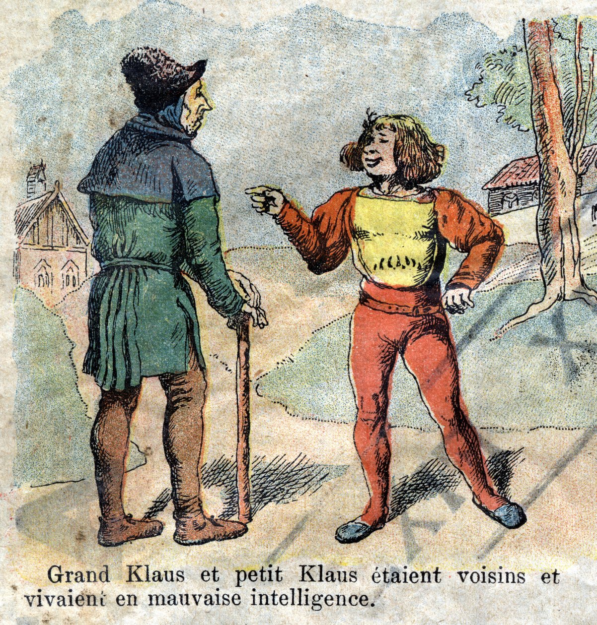 Ilustrace konce 19. století k pohádce Hanse Christiana Andersena (1805-1875) „Grand Claus and Little Claus“ (Klaus). Soukromá sbírka. od Unknown artist