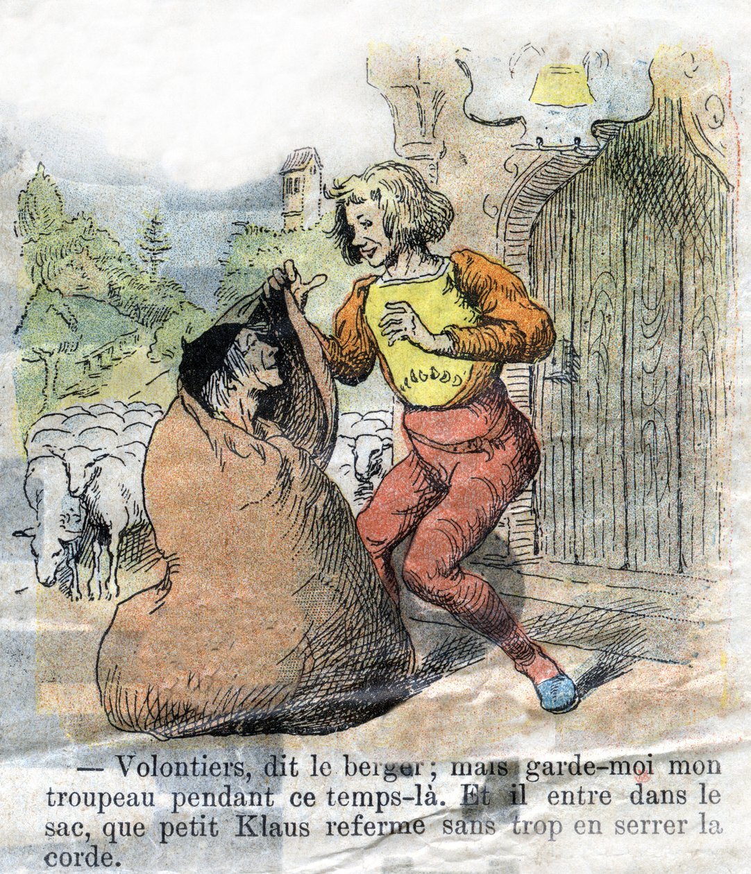 Ilustrace konce 19. století k pohádce Hanse Christiana Andersena (1805-1875) „Grand Claus and Little Claus“ (Klaus). Soukromá sbírka. od Unknown artist