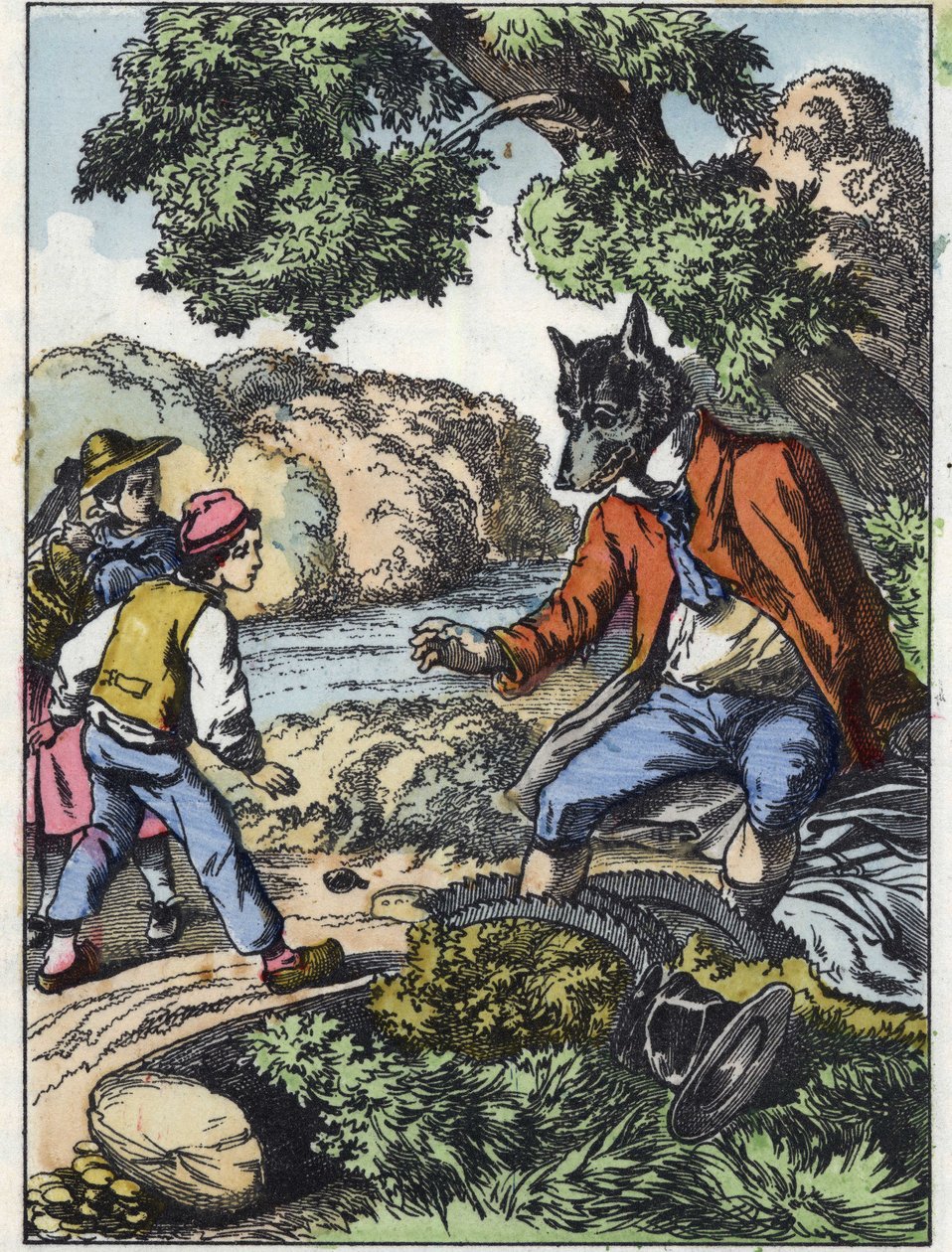 Ilustrace pohádky „Dobrá máma ovečka““. V „“ Pohádky z domova pro nejmenší““. Anonymní rytina 19. století. od Unknown artist