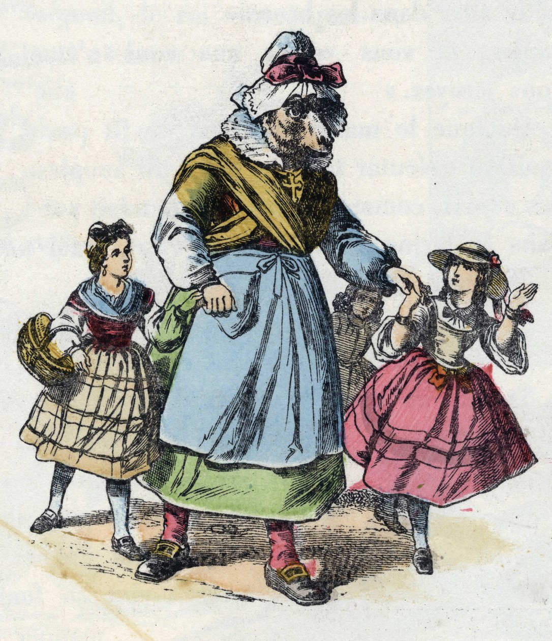 Ilustrace pohádky „Dobrá máma ovečka““. V „“ Pohádky z domova pro nejmenší““. Anonymní rytina 19. století. od Unknown artist