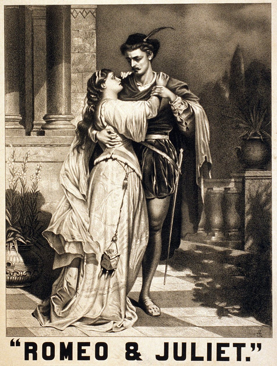 Ilustrace o Romeovi a Julii od Shakespeara. Litografie, kolem roku 1880. od Unknown artist