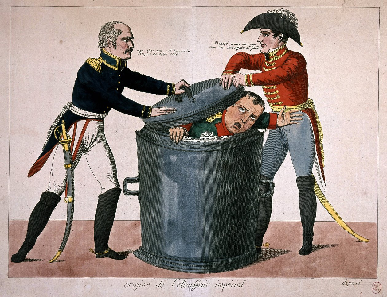 Císařské záduší: Napoleon-I zamčený v popelnici, n.d. deb. 19 od Unknown artist