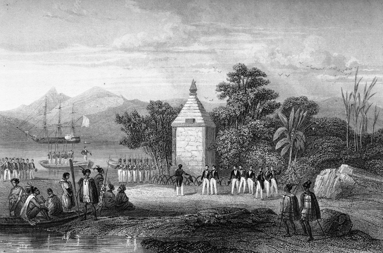 Inaugurace pomníku kapitánem Durvillem na počest francouzského mořeplavce Jean-Francoise Galaupa, hraběte z La Perouse (Jean Francois Laperouse od Unknown artist