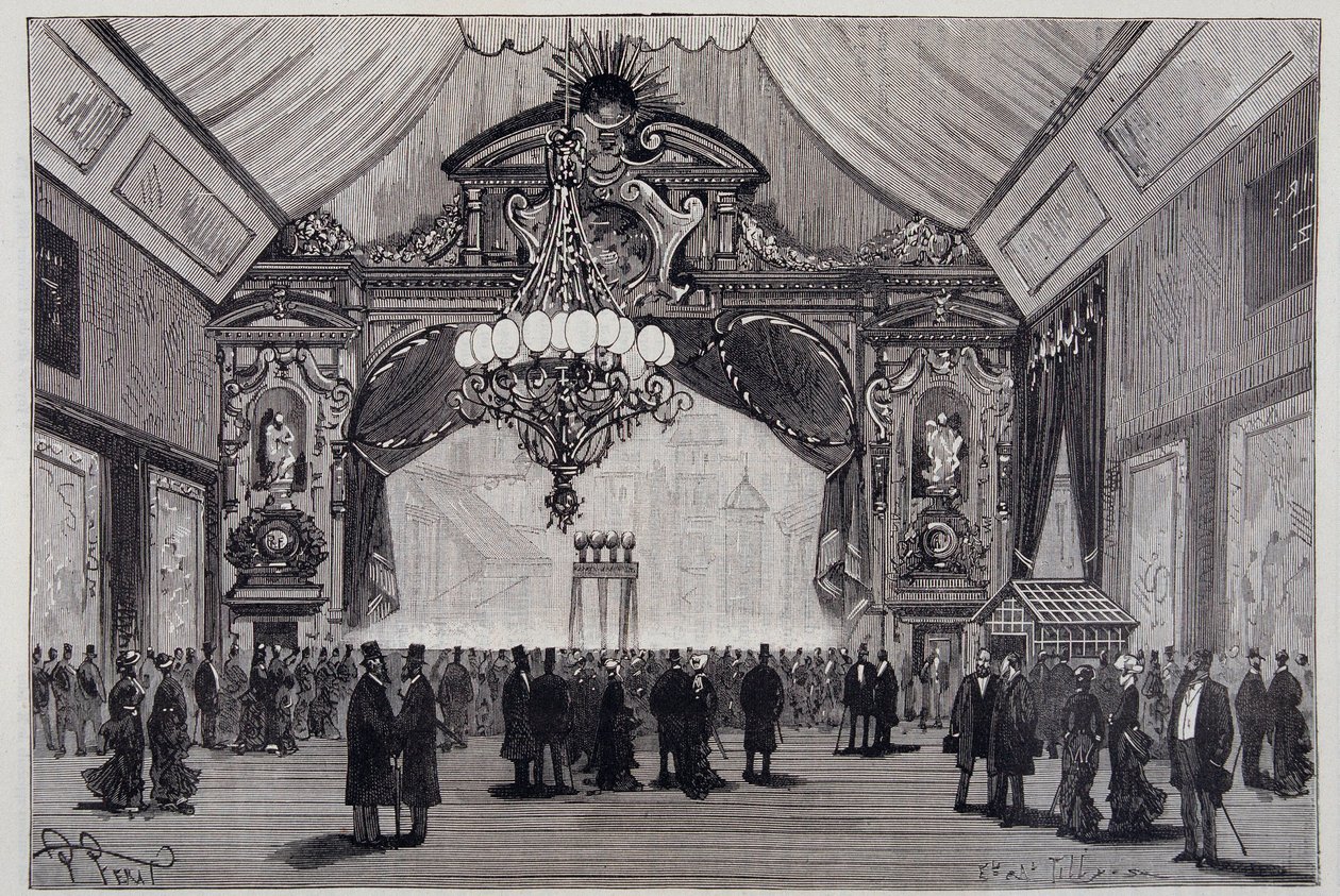 Žárovkové osvětlení na výstavě elektřiny: lustr Werdermann v divadelním sále - v „Přírodě“ od Unknown artist