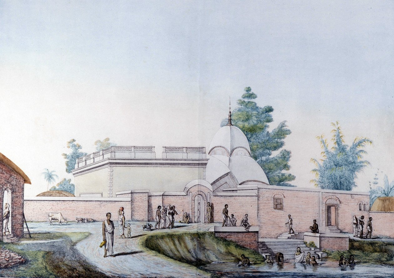 Indická kultura a civilizace: Koupel v řece Hooghly v Kalkatě (nebo Kalkatě), Indie. Rytina 1808. od Unknown artist