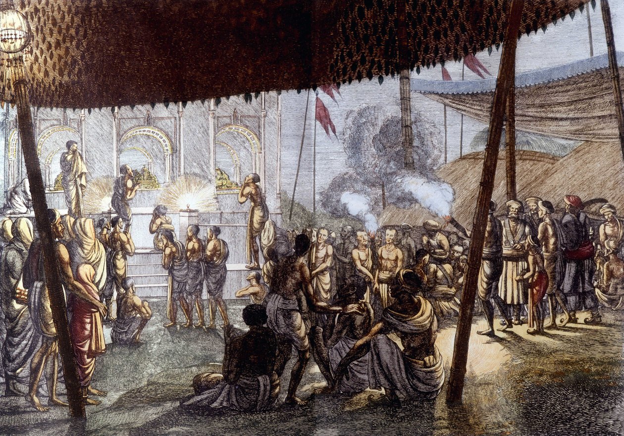 Indická kultura a civilizace: Svátek lásky Krišny, Indie. Rytina 1808. od Unknown artist