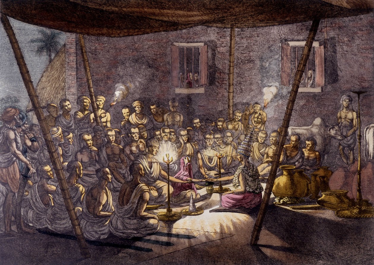 Indická kultura a civilizace: Svatební obřad v Indii. od Unknown artist