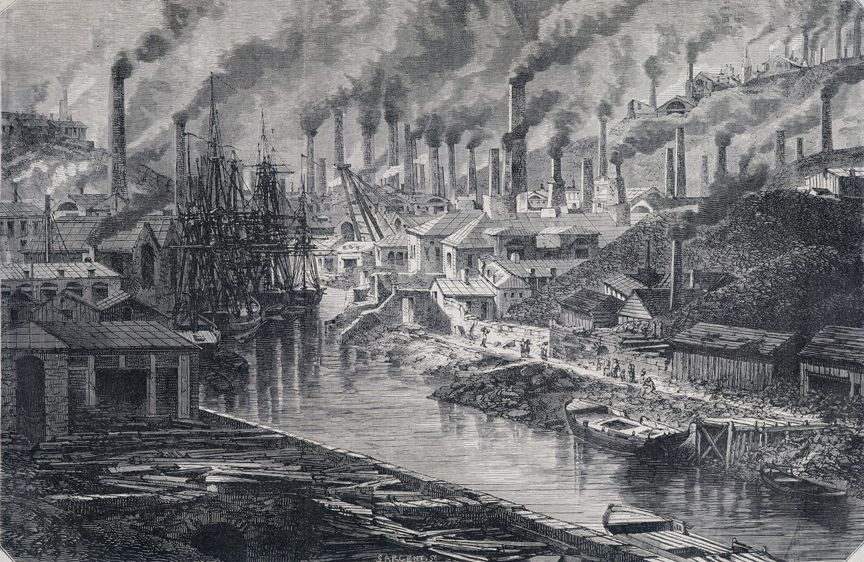 Průmysl v Anglii: Továrna na měď od pana Vivian (Manchester), „Round the World“, 2. týden 1865. od Unknown artist