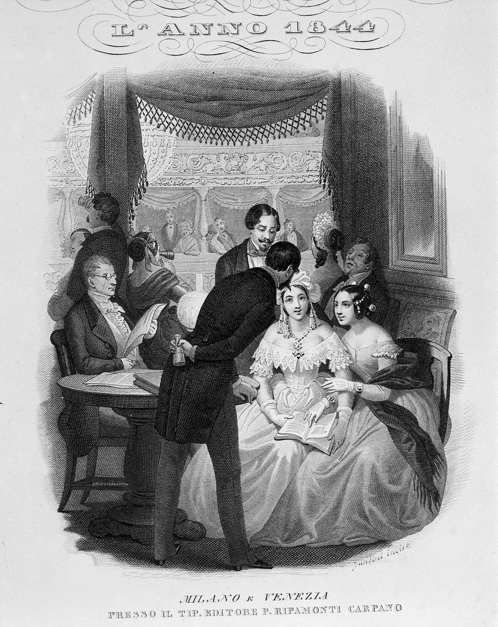 Interiér lóže divadla alla Scala. 1844. od Unknown artist