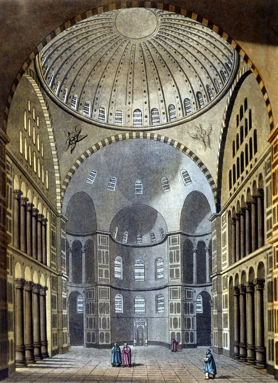 Interiér mešity Hagia Sophia v Konstantinopoli - ve „starém a moderním kostýmu““ od Ferrario, ed. Milán od Unknown artist