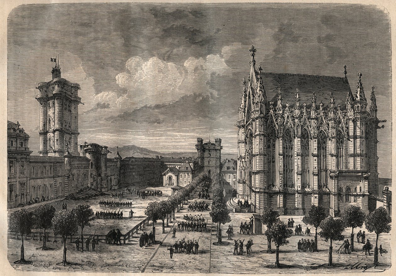 Vnitřní pohled na hrad Vincennes v 19. století - rytina z roku 1875 od Unknown artist