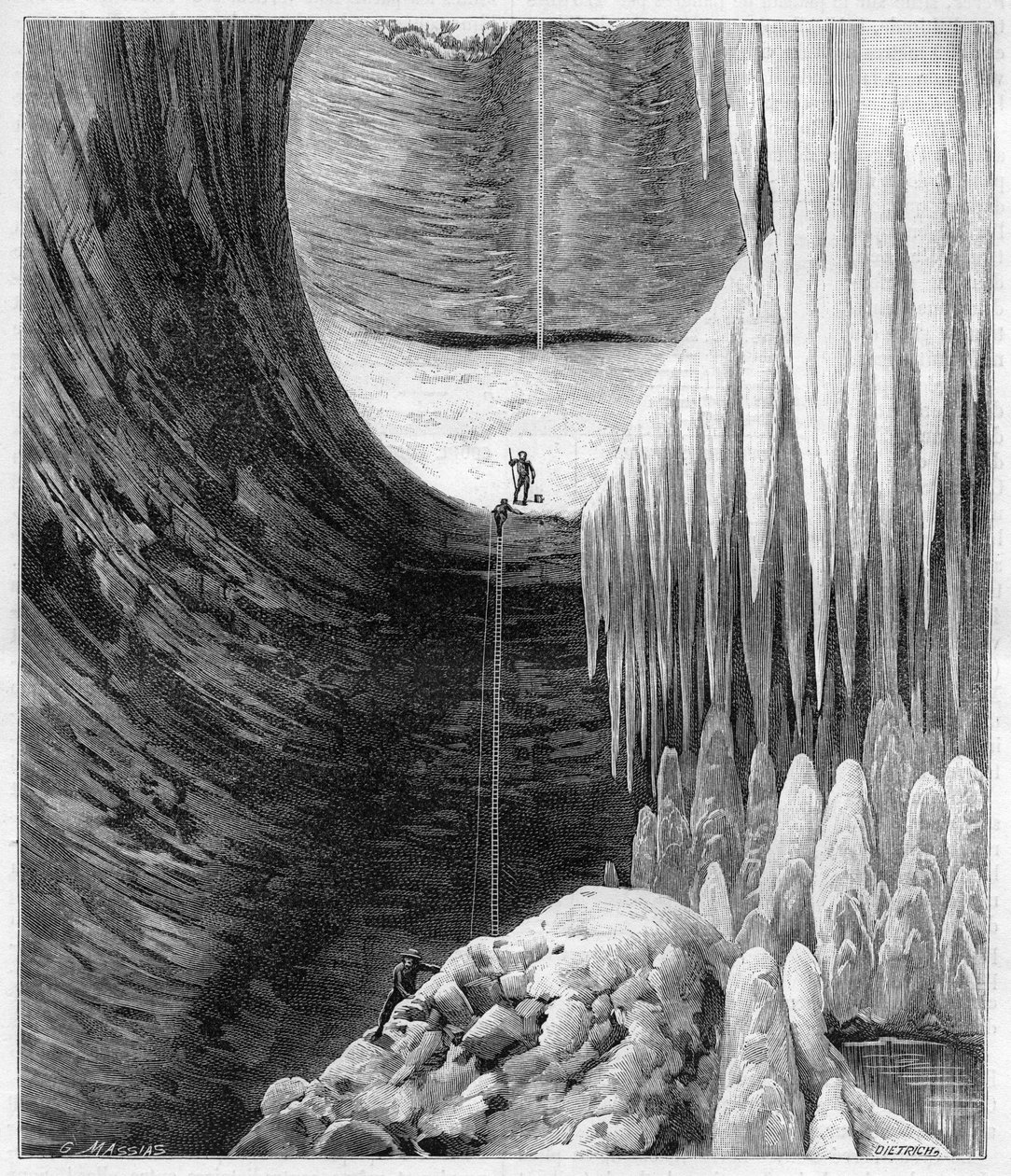 Vnitřní pohled na přírodní ledovec Creux-Perce (Creux Perce) (Cote-d