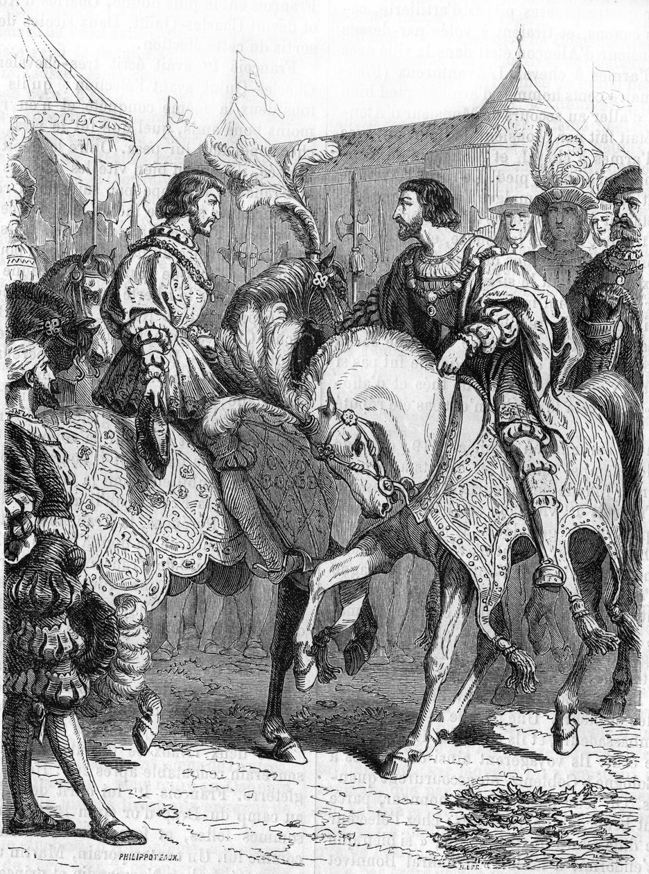 Rozhovor Francoise 1. a Jindřicha VIII. Rytina 19. století. od Unknown artist